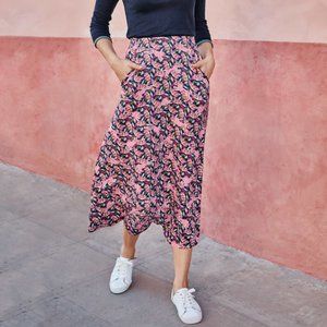 Boden Jersey Midi Skirt - Navy, Cheetah Bloom